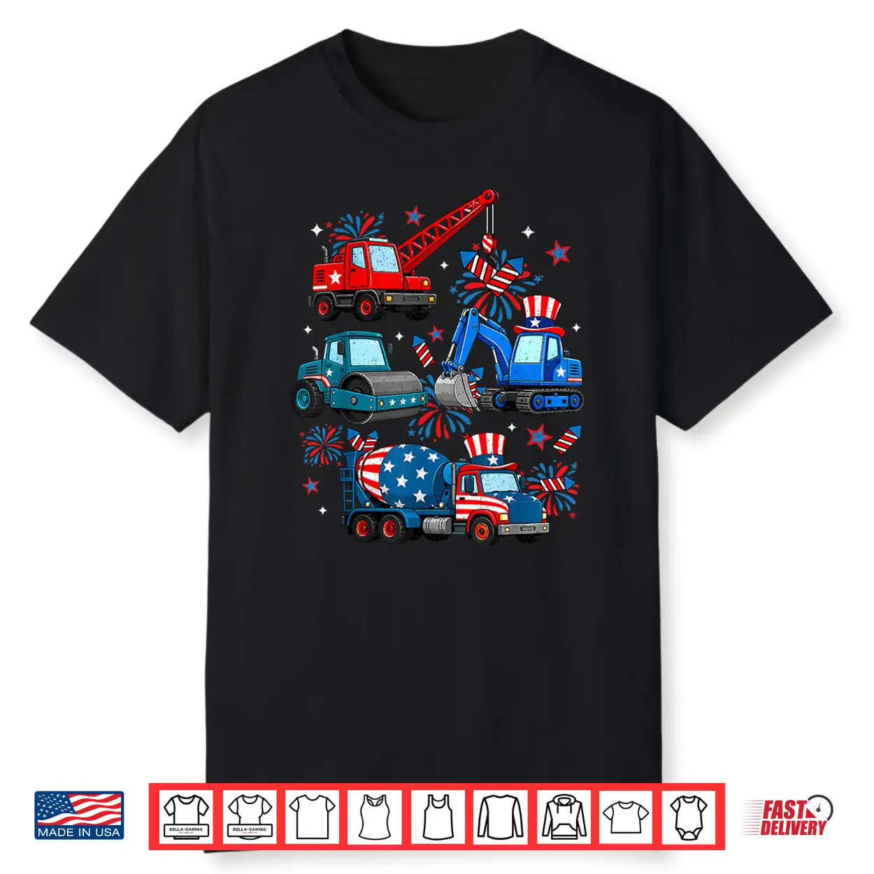 4Th Of July Construction Truck Usa Patriotic Toddler Boys Shirt 4Th Of July Construction Truck Usa Patriotic Toddler Boys Shirt