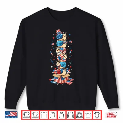 Sweatshirt Funny Snail American USA Flag Memorial Day 4th of July Shirt