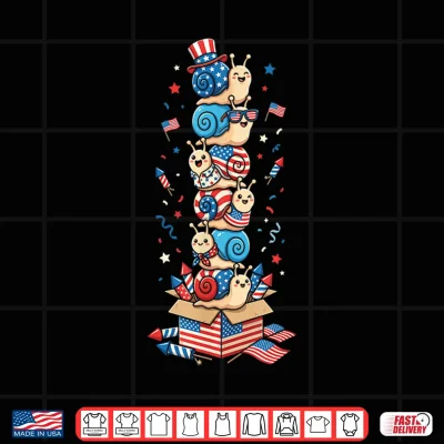 Design Funny Snail American USA Flag Memorial Day 4th of July Shirt