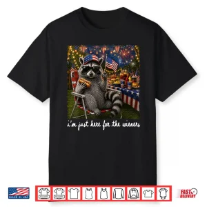 I’M Just Here For The Wieners Feral Raccoon 4Th Of July Kids Shirt