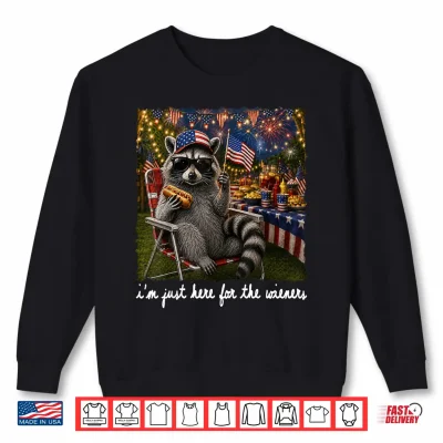 I'M Just Here For The Wieners Feral Raccoon 4Th Of July Kids Shirt 2 Sweatshirt Im Just Here for The Wieners Feral Raccoon 4th of July Kids Shirt