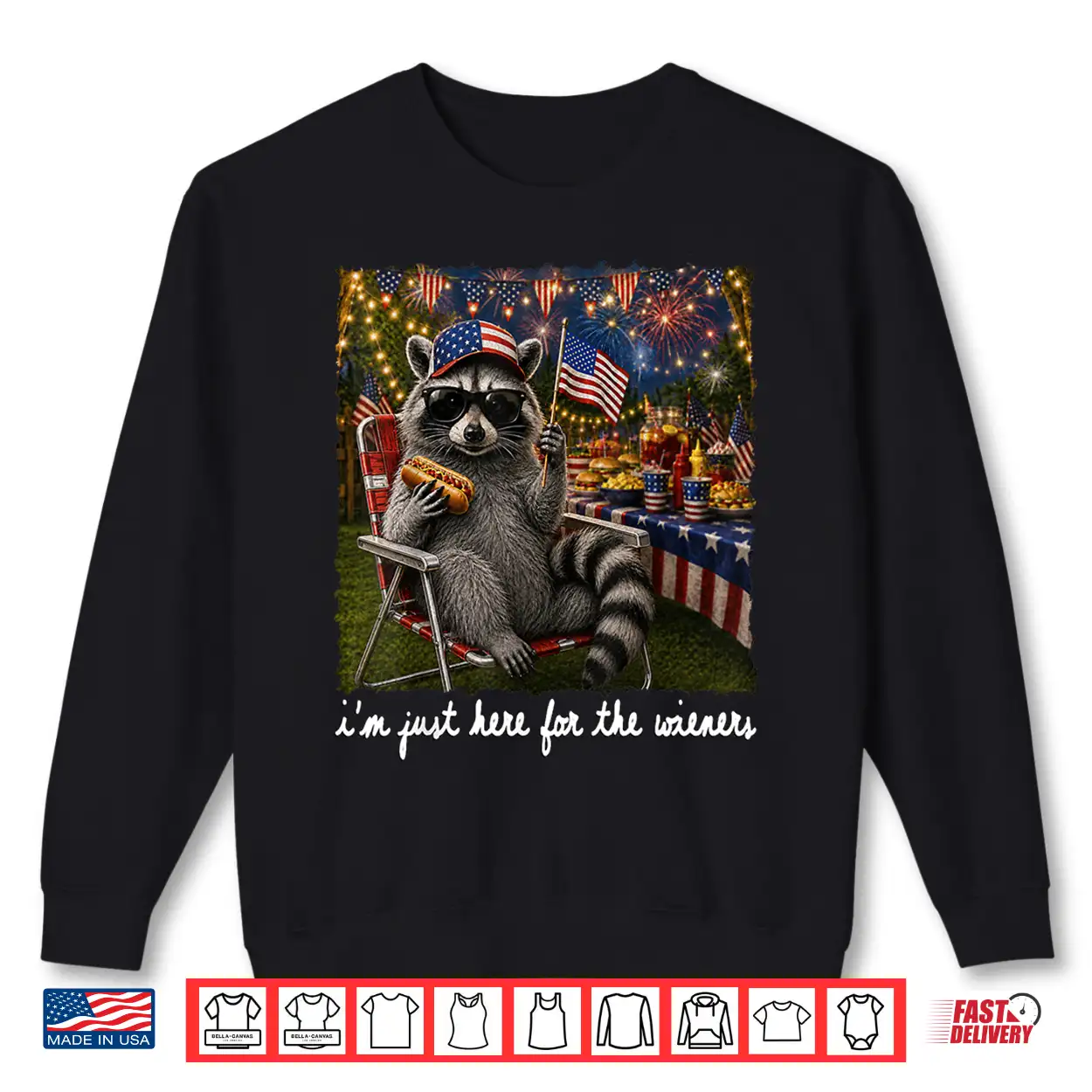 I’M Just Here For The Wieners Feral Raccoon 4Th Of July Kids Shirt I’M Just Here For The Wieners Feral Raccoon 4Th Of July Kids Shirt