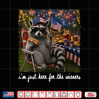 I'M Just Here For The Wieners Feral Raccoon 4Th Of July Kids Shirt 4 Design Im Just Here for The Wieners Feral Raccoon 4th of July Kids Shirt