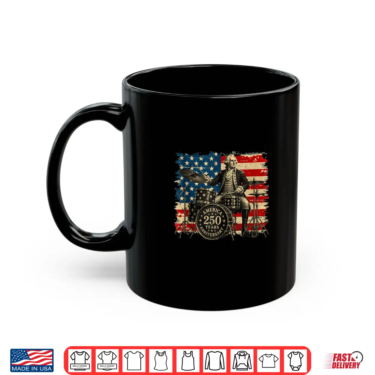 250 American Years Anniversary Washington Playing Drums Shirt 250 American Years Anniversary Washington Playing Drums Shirt