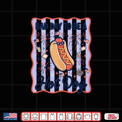 Design Bad Day to Be A Hot Dog Funny Cartoon Summer 4th of July BBQ Shirt