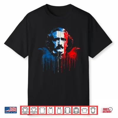 Edgar Allan Poe Horror Fiction American Flag Usa Drip Shirt