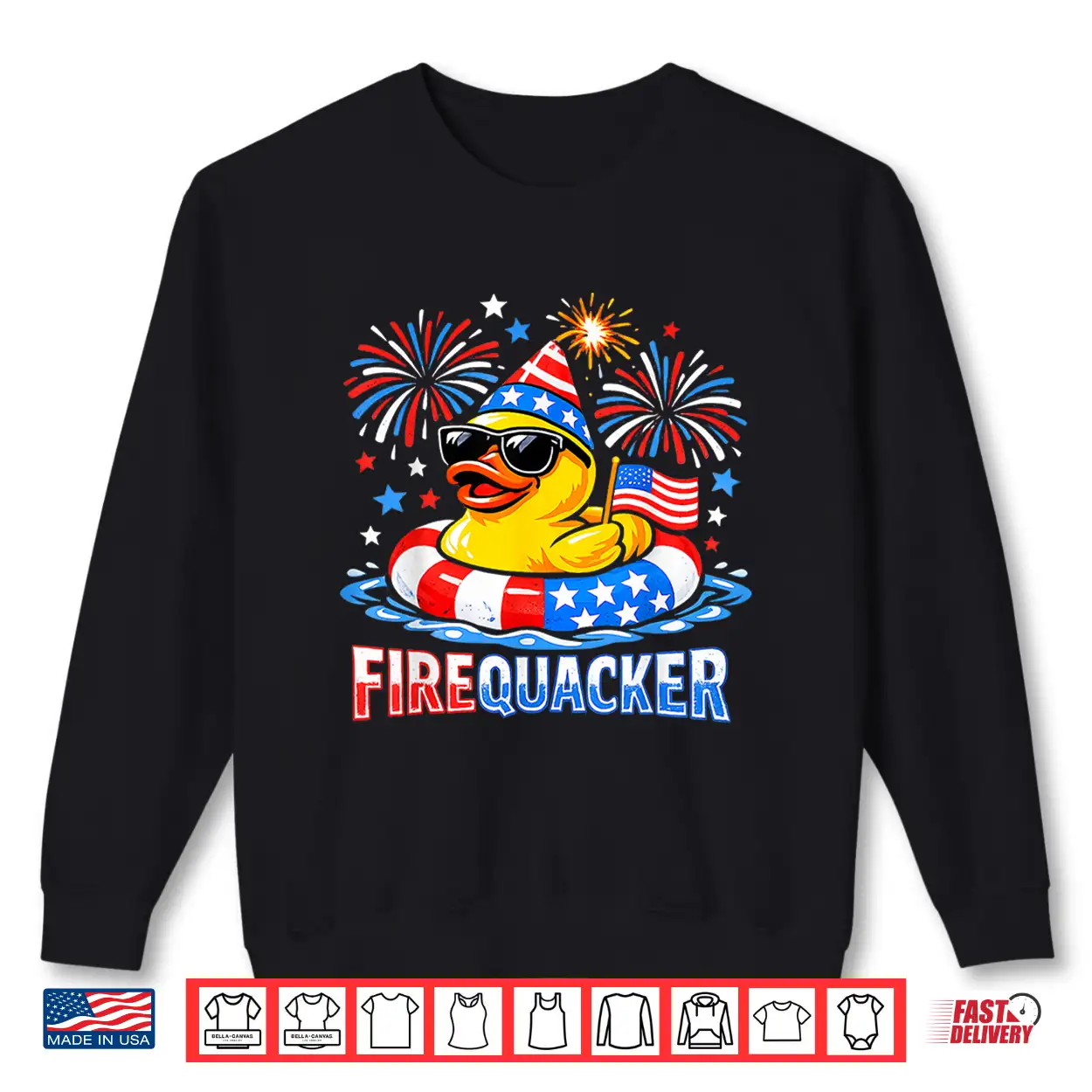 Firequacker Funny 4Th Of July Patriotic Duck Fireworks Shirt Firequacker Funny 4Th Of July Patriotic Duck Fireworks Shirt