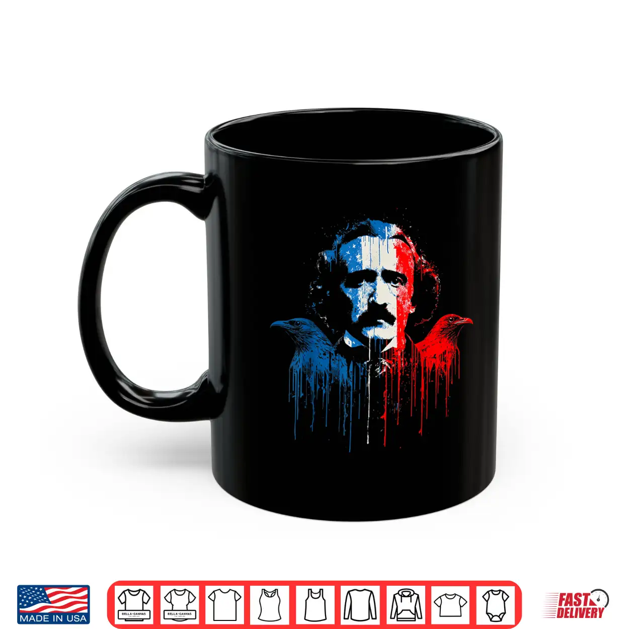 Edgar Allan Poe Horror Fiction American Flag Usa Drip Shirt Edgar Allan Poe Horror Fiction American Flag Usa Drip Shirt