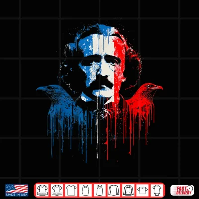 Edgar Allan Poe Horror Fiction American Flag Usa Drip Shirt 4 Design Edgar Allan Poe Horror Fiction American Flag USA Drip Shirt