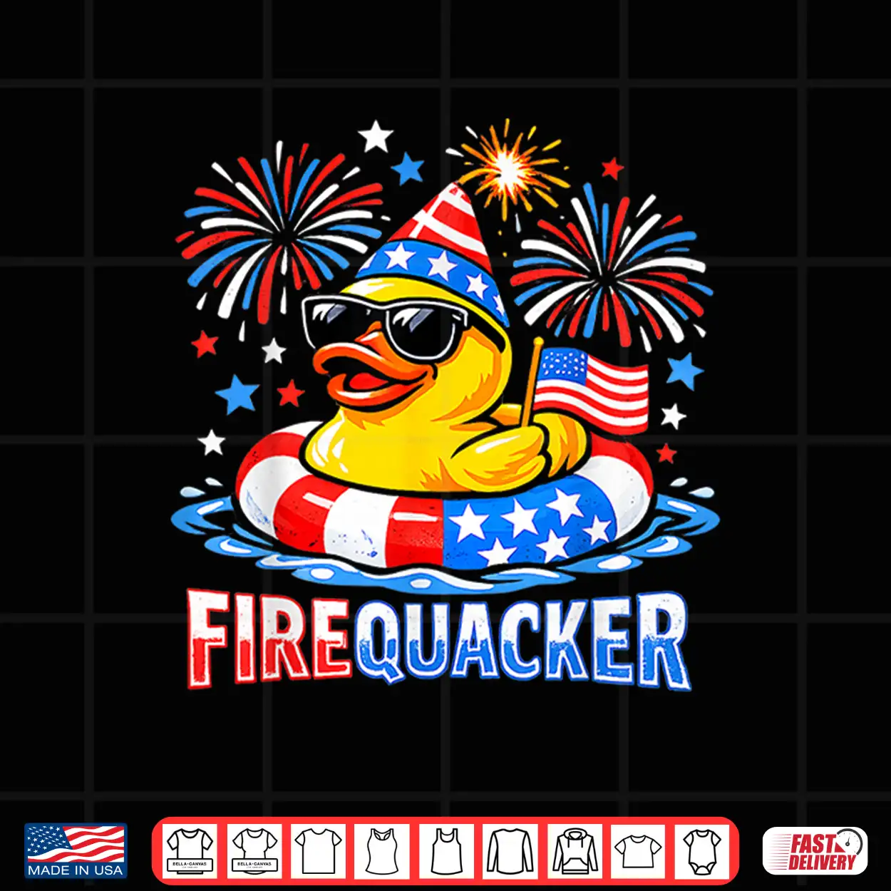 Firequacker Funny 4Th Of July Patriotic Duck Fireworks Shirt Firequacker Funny 4Th Of July Patriotic Duck Fireworks Shirt