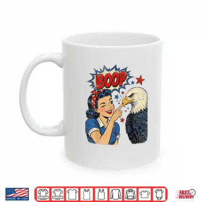 Mug Hand Boop Nose Girl Eagle Patriotic 4th of July Vintage Shirt