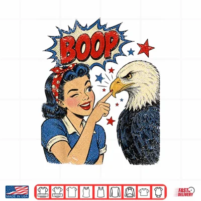 Design Hand Boop Nose Girl Eagle Patriotic 4th of July Vintage Shirt