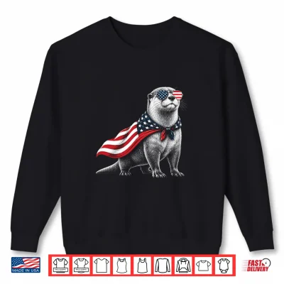 Sweatshirt Sea Otter 4th of July US American Flag Patriotic Shirt