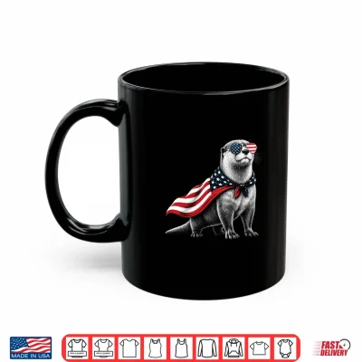 Mug Sea Otter 4th of July US American Flag Patriotic Shirt