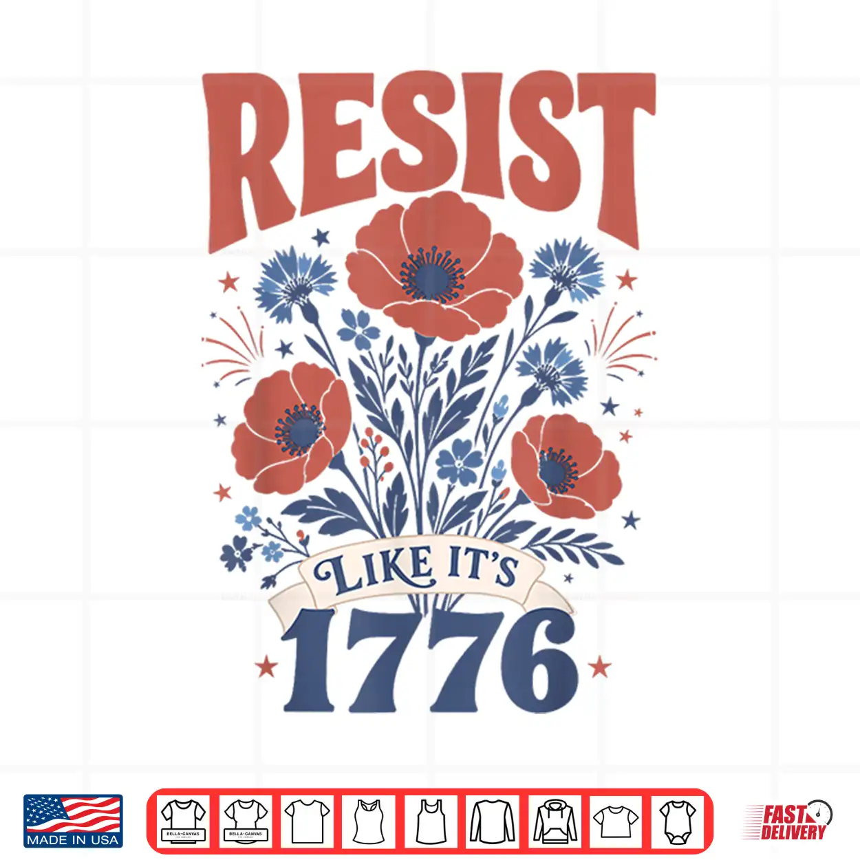 Retro Boho Floral Subtle Resist Like It’S 1776 250 Years Shirt Retro Boho Floral Subtle Resist Like It’S 1776 250 Years Shirt