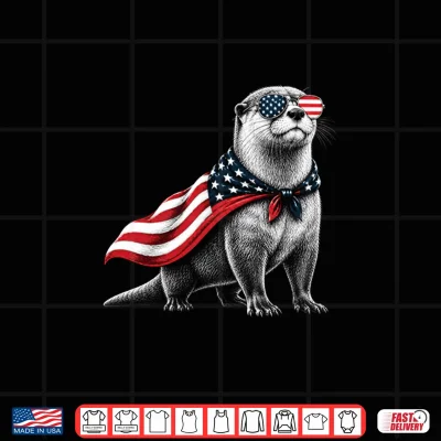 Design Sea Otter 4th of July US American Flag Patriotic Shirt