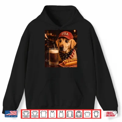 Hoodie Vintage Yellow Labrador Retriever Drinking Beer 4th of July Shirt