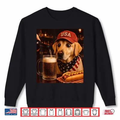Sweatshirt Vintage Yellow Labrador Retriever Drinking Beer 4th of July Shirt