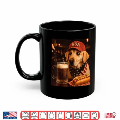 Mug Vintage Yellow Labrador Retriever Drinking Beer 4th of July Shirt