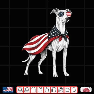 Design Whippet 4th of July US American Flag Dog Patriotic Shirt