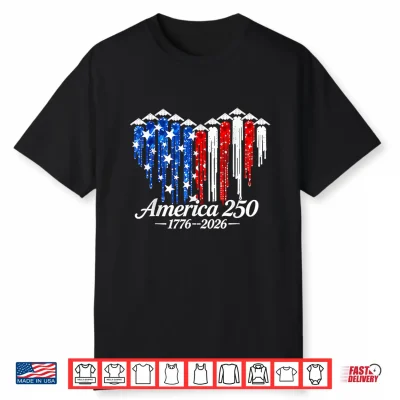 250 Years 1776 2026 B2 Jets Heart Flag Birthday 4Th Of July Shirt