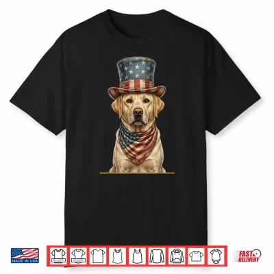 American Flag Patriotic Yellow Lab 4Th Of July Shirt