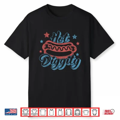 American Hot Diggity Hotdog Bbq 4Th Of July Usa Hot Dog Shirt