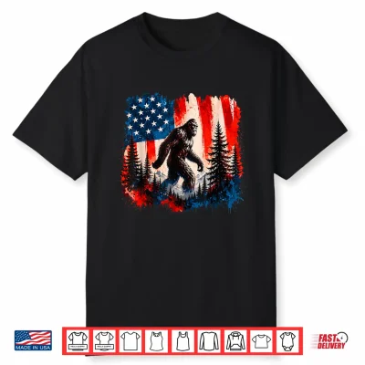 Bigfoot Sasquatch American Flag 4Th Of July Patriotic Men Shirt