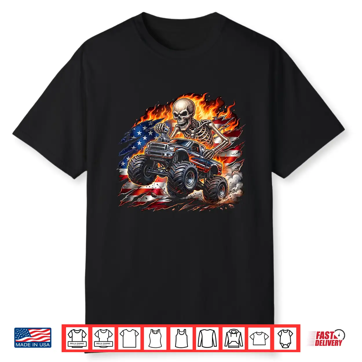 Patriotic Monster Truck Skeleton American Flag 4Th Of July Shirt Patriotic Monster Truck Skeleton American Flag 4Th Of July Shirt