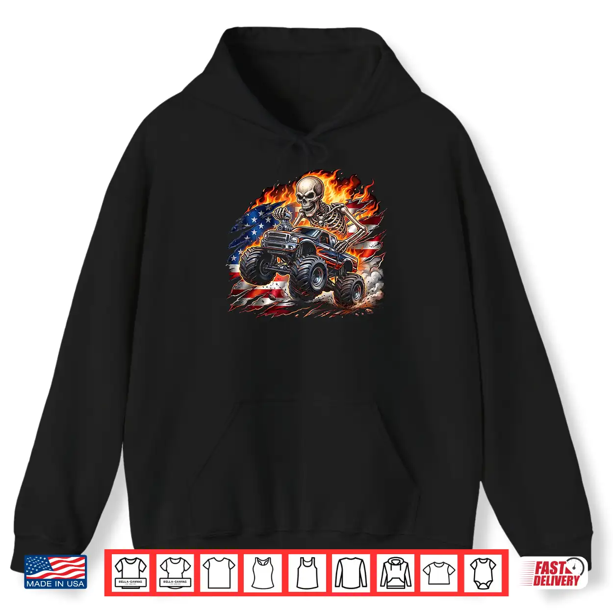 Patriotic Monster Truck Skeleton American Flag 4Th Of July Shirt Patriotic Monster Truck Skeleton American Flag 4Th Of July Shirt