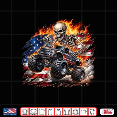 Patriotic Monster Truck Skeleton American Flag 4Th Of July Shirt 4 Design Patriotic Monster Truck Skeleton American Flag 4th of July Shirt
