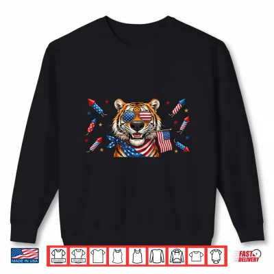 Sweatshirt Funny Tiger American USA Flag Memorial Day 4th of July Shirt