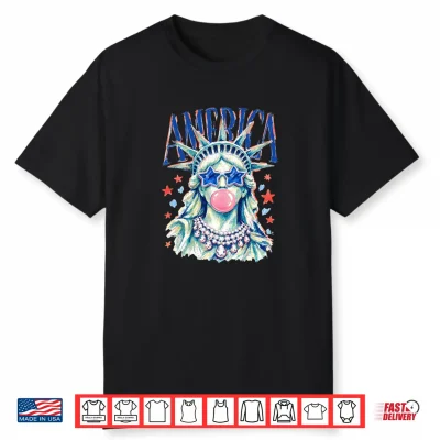 America Statue Of Liberty Blowing Bubble Gum Shirt