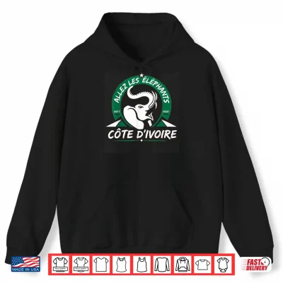 Hoodie Ivory Coast Pride Cote DIvoire Heritage Elephant Flag Shirt