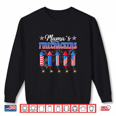 Sweatshirt Mamas Firecrackers 4th of July US Flag Fireworks Patriotic Shirt