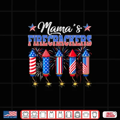 Design Mamas Firecrackers 4th of July US Flag Fireworks Patriotic Shirt