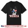 Merica Boston Terrier Patriotic Usa Flag Sunglasses Dog Shirt