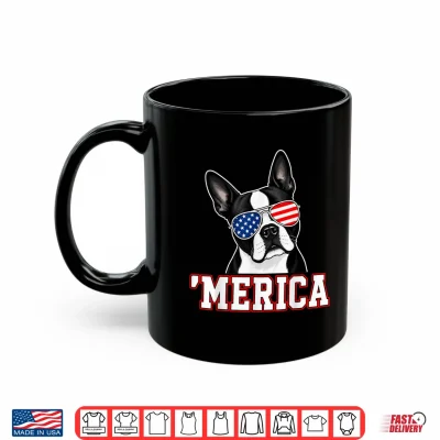 Merica Boston Terrier Patriotic Usa Flag Sunglasses Dog Shirt 3 Mug Merica Boston Terrier Patriotic USA Flag Sunglasses Dog Shirt