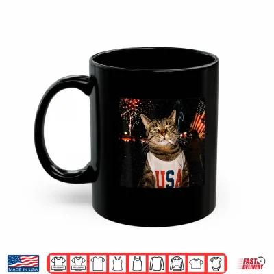 Mug Patriotic Smoking Cat USA 4th of July Funny Cat Lover Shirt