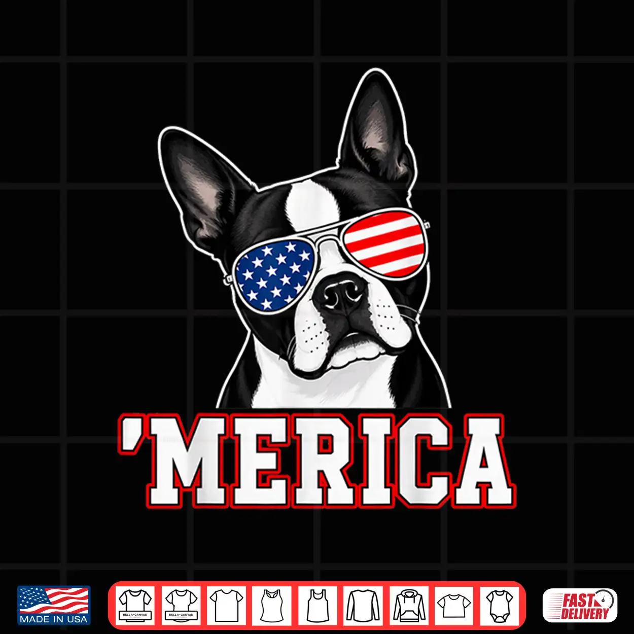 Merica Boston Terrier Patriotic Usa Flag Sunglasses Dog Shirt Merica Boston Terrier Patriotic Usa Flag Sunglasses Dog Shirt