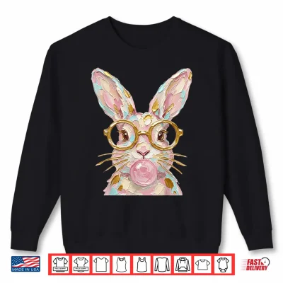 Sweatshirt Cute Easter Bunny Rabbit Bubblegum Brushstroke Boy Girl Kid Shirt