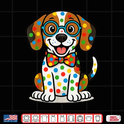 Design Dot Day Beagle with Colorful Polka Dots for Kids Shirt