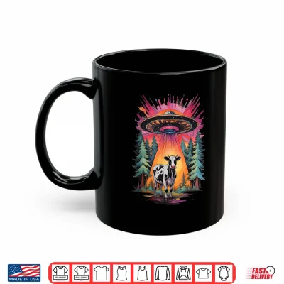 Mug Funny Vintage Retro Graphic Alien UFO Cow Abduction BELIEVE Shirt