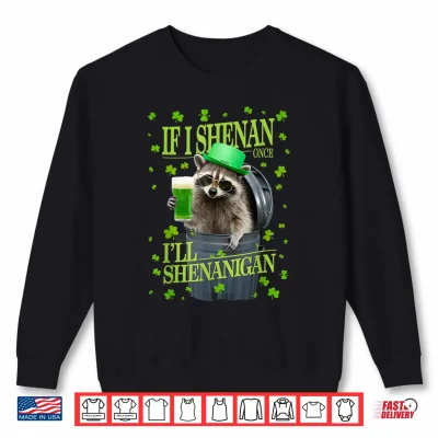 If I Shenan Once I'Ll Shenanigan Raccoon St Patrick'S Day Shirt 2 Sweatshirt If I Shenan Once Ill Shenanigan Raccoon St Patricks Day Shirt
