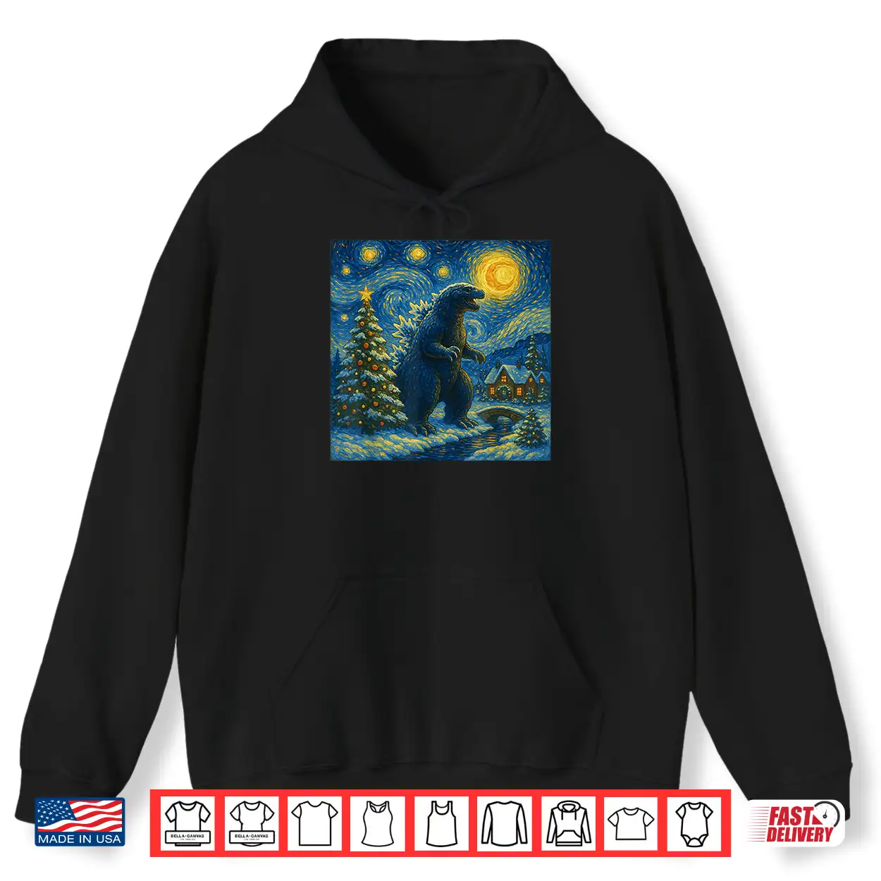 Kaiju Christmas Van Gogh Starry Night Japanese Monster Shirt Kaiju Christmas Van Gogh Starry Night Japanese Monster Shirt
