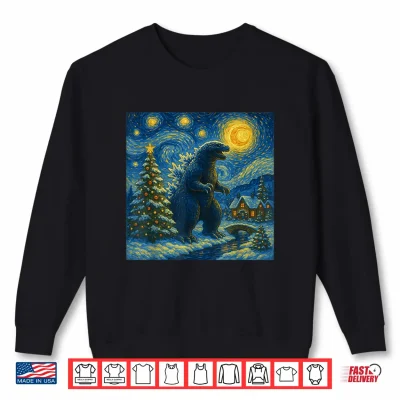 Kaiju Christmas Van Gogh Starry Night Japanese Monster Shirt 2 Sweatshirt Kaiju Christmas Van Gogh Starry Night Japanese Monster Shirt