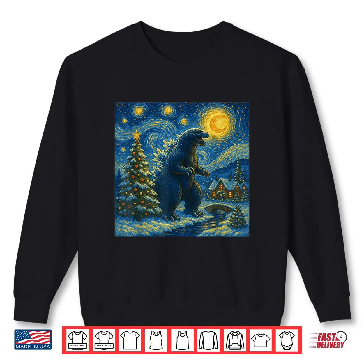 Kaiju Christmas Van Gogh Starry Night Japanese Monster Shirt Kaiju Christmas Van Gogh Starry Night Japanese Monster Shirt