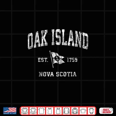 Design Oak Island Canada Vintage Nautical Boat Anchor Flag Sports Shirt