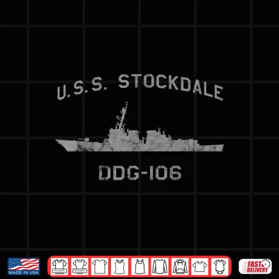 Design USS Stockdale DDG 106 Destroyer Ship Waterline Tee