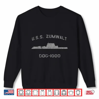 Sweatshirt USS Zumwalt DDG 1000 Destroyer Ship Waterline Tee